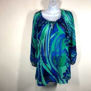 Chico’s blue and green blouse size Chico’s 3/16